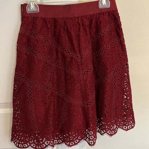 Ann Taylor Burgundy Lace Skirt - Picture 2 of 7